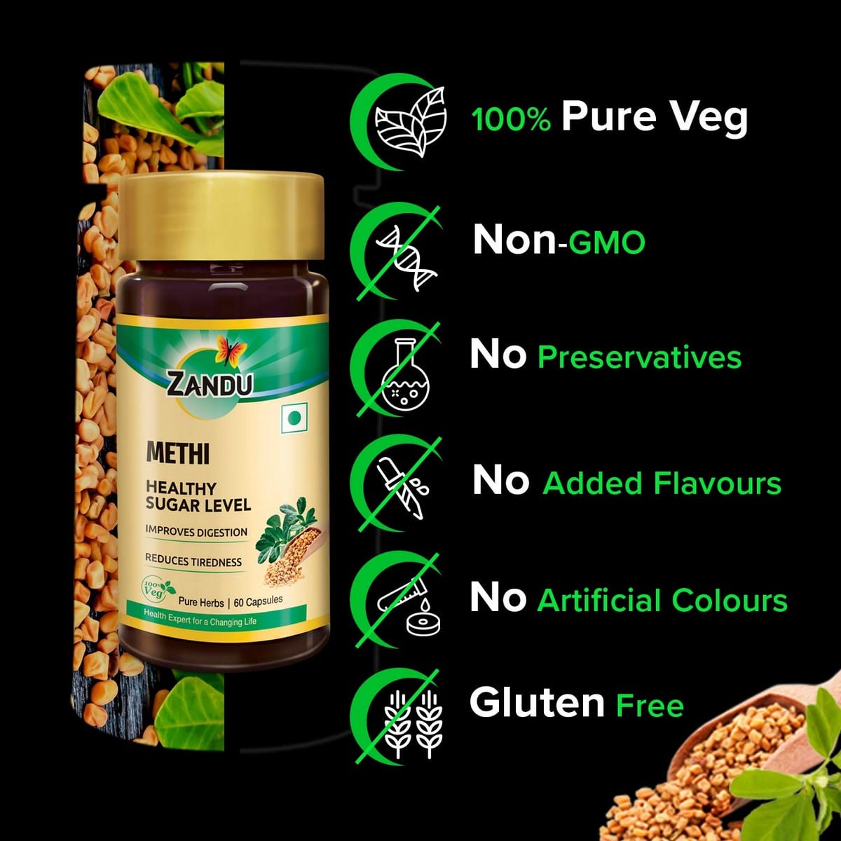 Zandu Methi Capsules (60 Cpl)