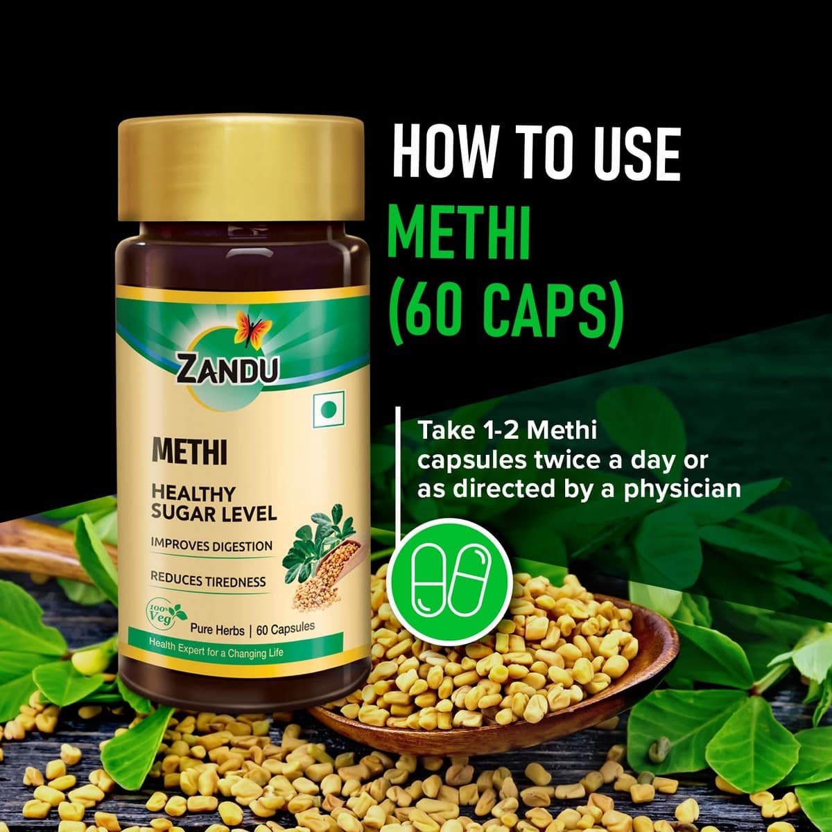 Zandu Methi Capsules (60 Cpl)